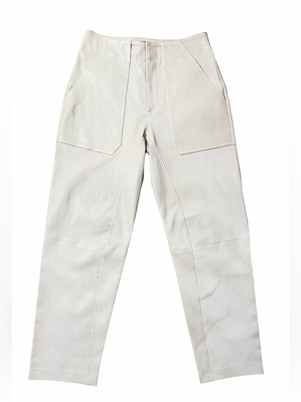 Rag & Bone Leather Lamb Leyton Workwear Pants Stone Waist 26”  NWOT